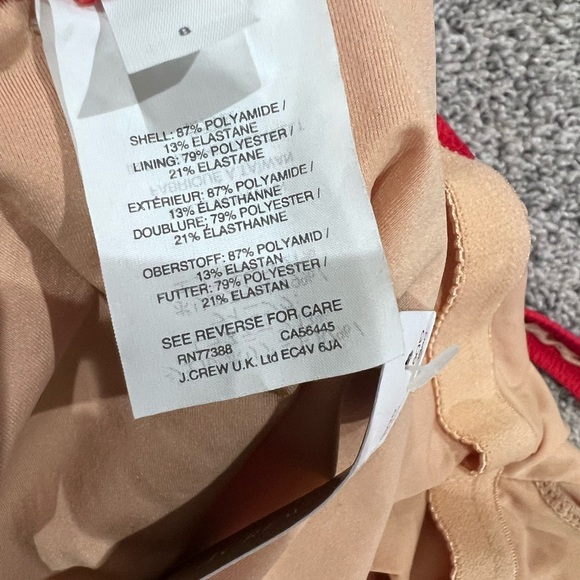 NWT J. Crew Red  Lace Up Scoop Neck Deep Back One Piece Swimsuit Size US 8 - Picture 8 of 9